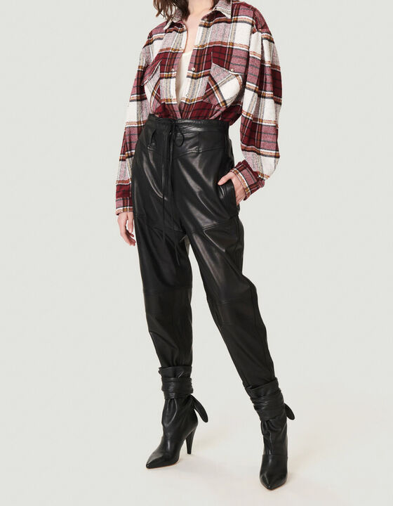 HOSHO RELAXED CROPPED LEATHER TROUSERS